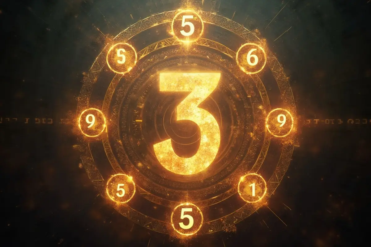 Life Path Number 3 in a golden, cosmic circle.