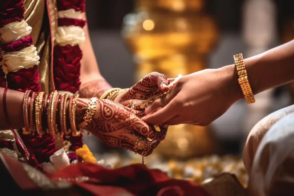 Couple during December marriage muhurat ceremony