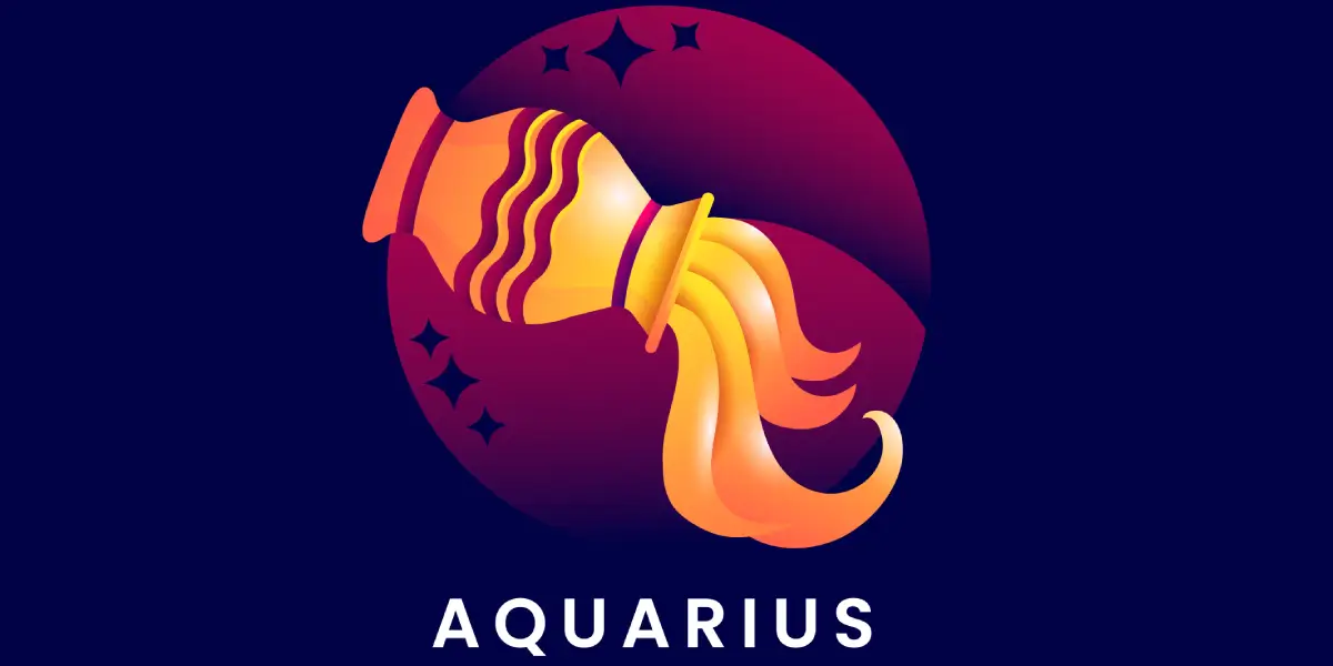 Illustration of the Aquarius zodiac sign, featuring a water-bearer motif, with mystical symbols and shades of blue and teal, reflecting themes of innovation and individuality for horoscope 2025.