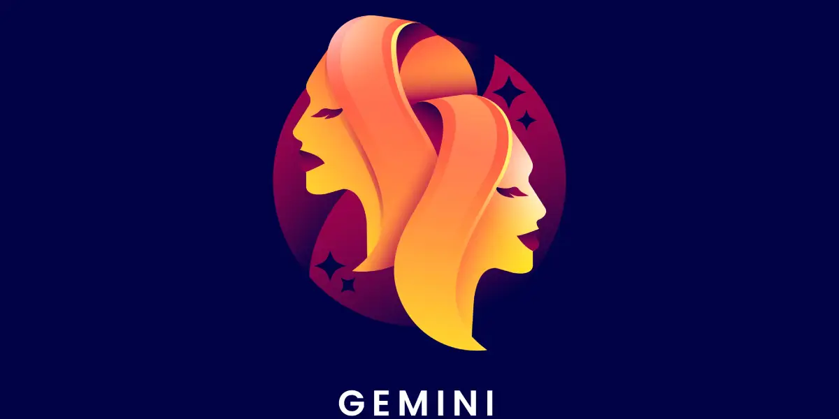 Vivid illustration of the Gemini zodiac sign, featuring the iconic twins motif in bright and contrasting colors, capturing the duality and adaptability associated with Gemini's horoscope for 2025.