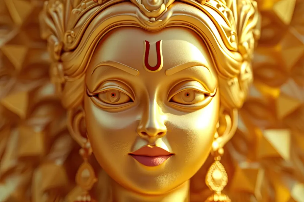 Goddess Laxmi, the embodiment of wealth and prosperity, in golden radiance