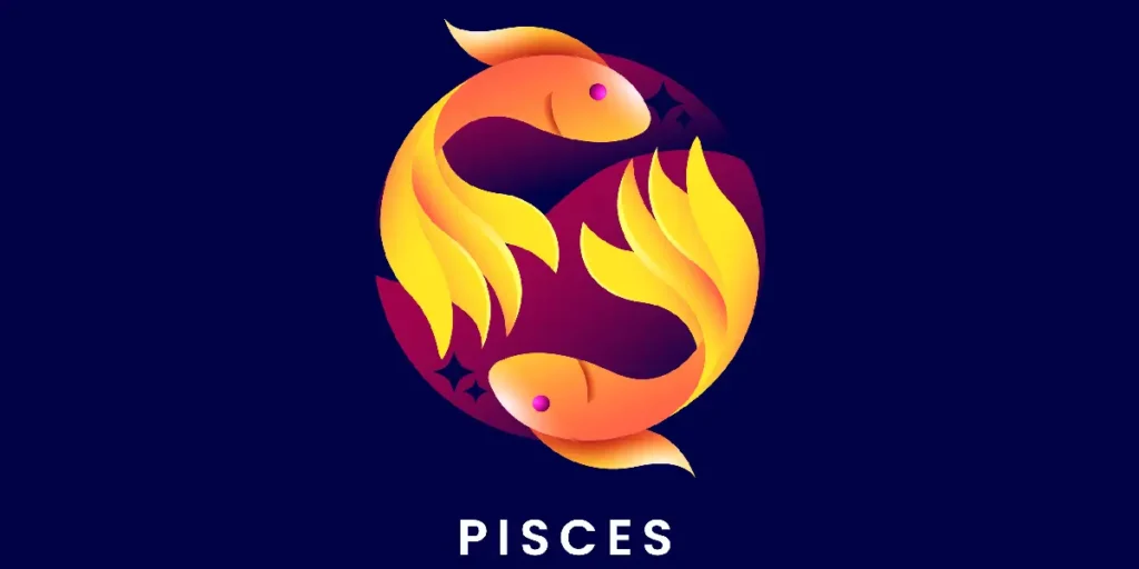 Dreamy depiction of the Pisces zodiac sign, featuring two fish swimming in opposite directions against a watery, starry background, symbolizing intuition and compassion for horoscope 2025.