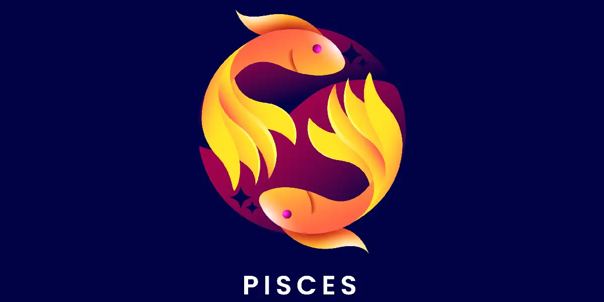 Dreamy depiction of the Pisces zodiac sign, featuring two fish swimming in opposite directions against a watery, starry background, symbolizing intuition and compassion for horoscope 2025.